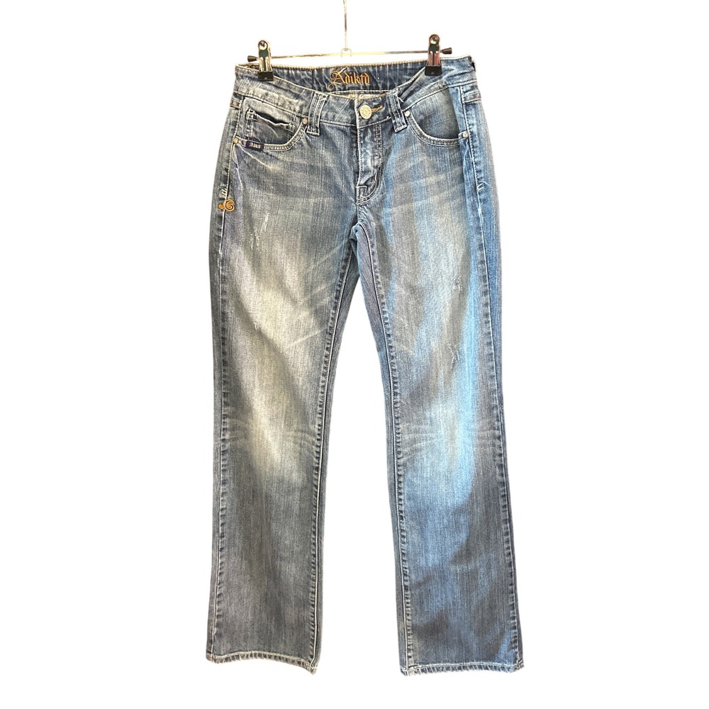 Vintage Y2K Adiktd Bootcut Jeans Cross Studded Embellished McBling Western Cyber